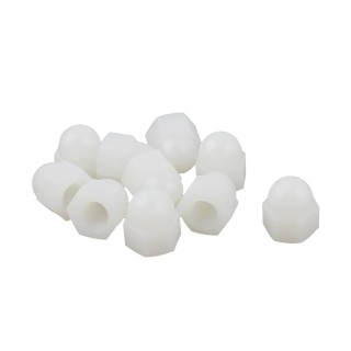 M3 White - Six Edged Nylon Nut with Cover Cap of 10 Pieces