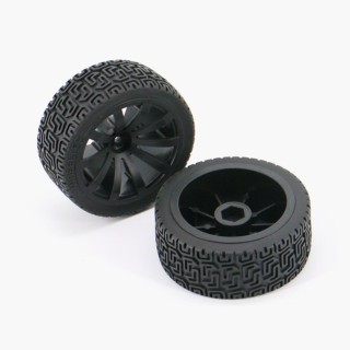 65mm Black - Sturdy TPE Plastic Wheel Set of 2 Pieces