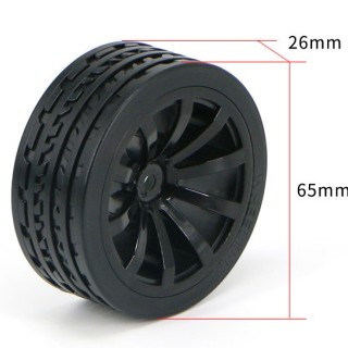65mm Black - Drift TPE Plastic Wheel Set of 2 Pieces