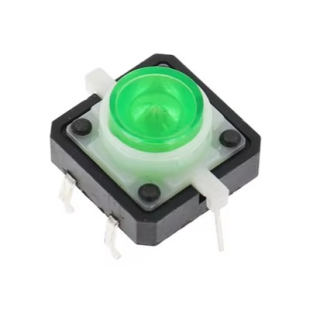 12x12mm Green - Large Tactile Switch with Illuminating Round Button