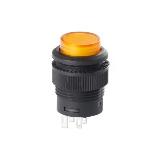 220V AC White - R16-503 Self-Reset Round Push Switch with Illumination