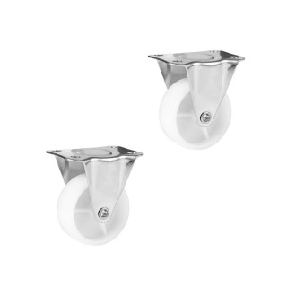 2.54cm White - Directional Plastic Caster Wheel Set of 2 Pieces