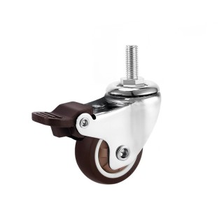 5.08cm Brown - Universal Swivel TPR Caster Wheel Set with Break of 2 Pieces