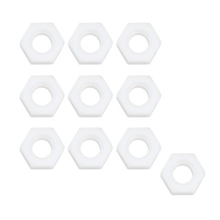 M3 White - Hexagonal Nylon Nut of 10 Pieces