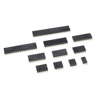 15P Black - 2.54mm Single Row Female Connector Strip Pack of 2 Pieces