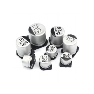 1000uF Silver - 16V SMD Aluminum Electrolytic Capacitor Set of 10 Pieces